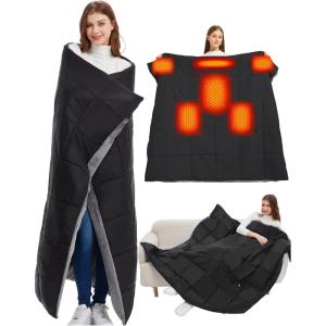 image20000mAh Large Heated Blanket Battery Powered with Upgraded 74V Battery Pack 62x55 in Portable Cordless Throw Electric Rechargeable Heating BlanketsBlack