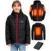 imageUpgrade Kids Heated Jacket  Girls and Boys Quilted Lightweight Heating CoatUpgraded 74V Battery PackBlack