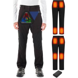 imageMen Heated Pants Snow Ski Waterproof Softshell Snowboard Heating Pants Upgraded 20000mAh 74V BatteryBlack
