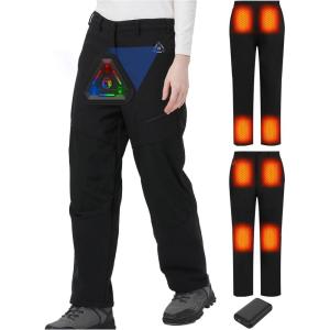 imageWomen Heated Pants Snow Ski Waterproof Softshell Snowboard Heating Pants Upgraded 20000mAh 74V BatteryBlack