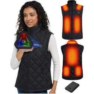 imageHeated Vest for Women and Men  Quilted Lightweight Heating Jacket Coat Upgraded 74V 10000 mAh Battery PackBlack Women Vest