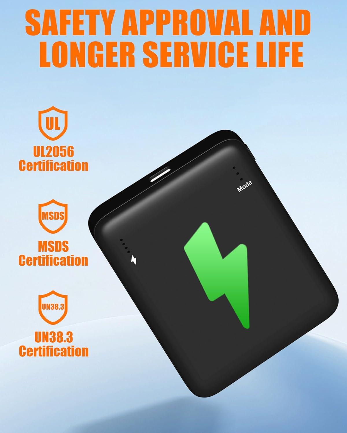 image37V2A 4000mAh Battery Pack DC Port with Temperature Controlfor Heated Gloves Scarf Socks and Heating Slippers1 Pc  5V2A TypeC Port 5000mAh