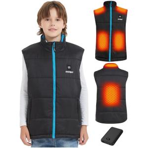 imageKids Heated Vest  Boys and Girls Lightweight Heating Vest Jacket Coat With Battery Pack Heated Clothing for SkiingBlue Upgraded Vest