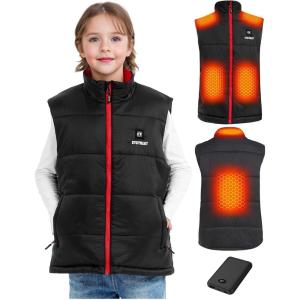 imageKids Heated Vest  Boys and Girls Lightweight Heating Vest Jacket Coat With Battery Pack Heated Clothing for SkiingRed Upgraded Vest