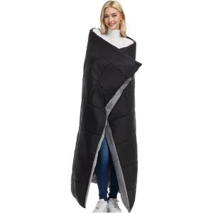 imageShawl Blanket for Men and Women Soft Warm and Comfortable Blanket Great for Sofa Bed Office Travel Black Wearable Shawl Blanket