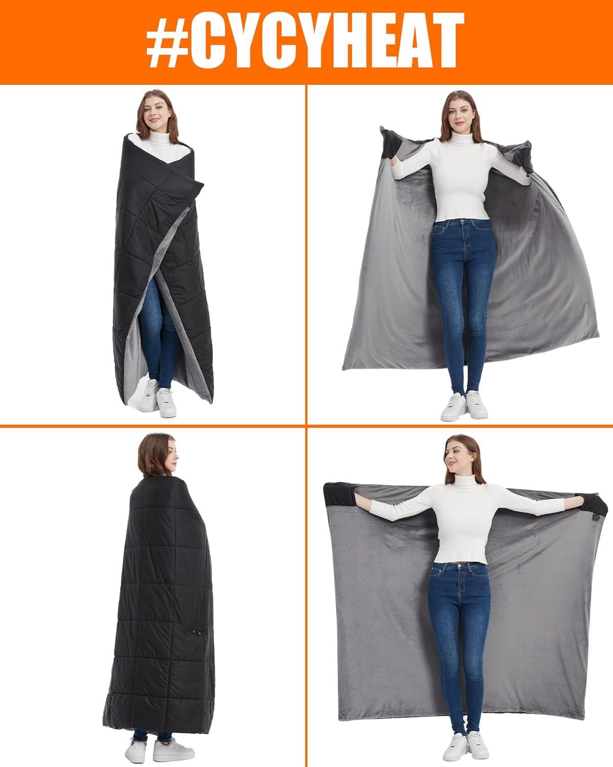 image20000mAh Large Heated Blanket Battery Powered with Upgraded 74V Battery Pack 62x55 in Portable Cordless Throw Electric Rechargeable Heating Blankets Black 62x55 inBlack