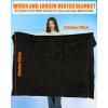 image:imageLarge Heated Blanket Poncho Shawl Battery Powered62x47 in Portable Wireless Cordless 20000mAh 74V Battery Electric BlanketsBlack