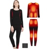 image:imageHeated Underwear Thermal Set for MenampWomen Elastic Winter Warm Base LayerBlack  Red