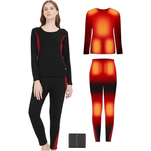 image:imageHeated Underwear Thermal Set for MenampWomen Elastic Winter Warm Base LayerBlack  Red