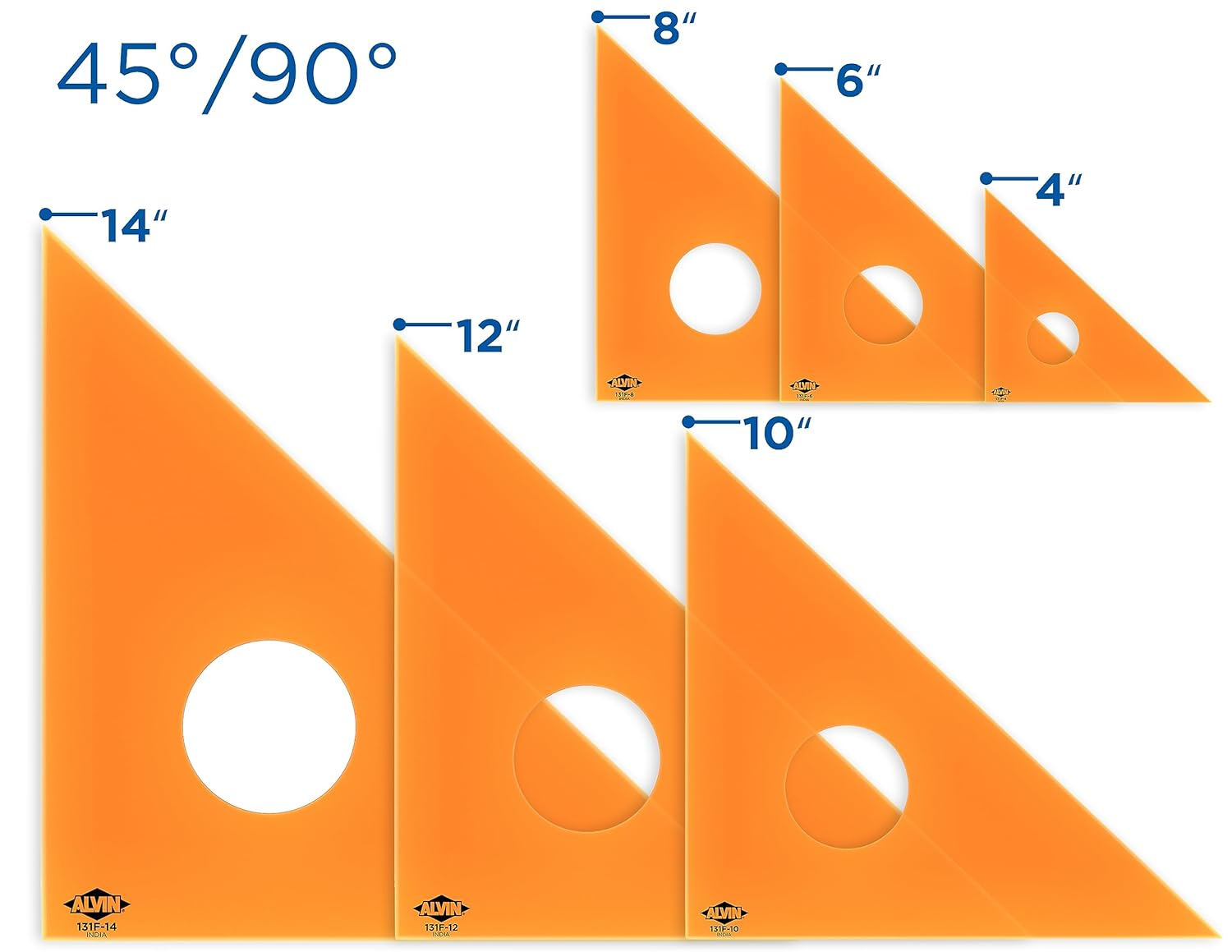 ALVIN 130F4 Fluorescent Professional Acrylic Triangle 3060 Degree Multipurpose Tool for Drafting Design and Architecture Great for Machining and Woodworking  4 Inch14