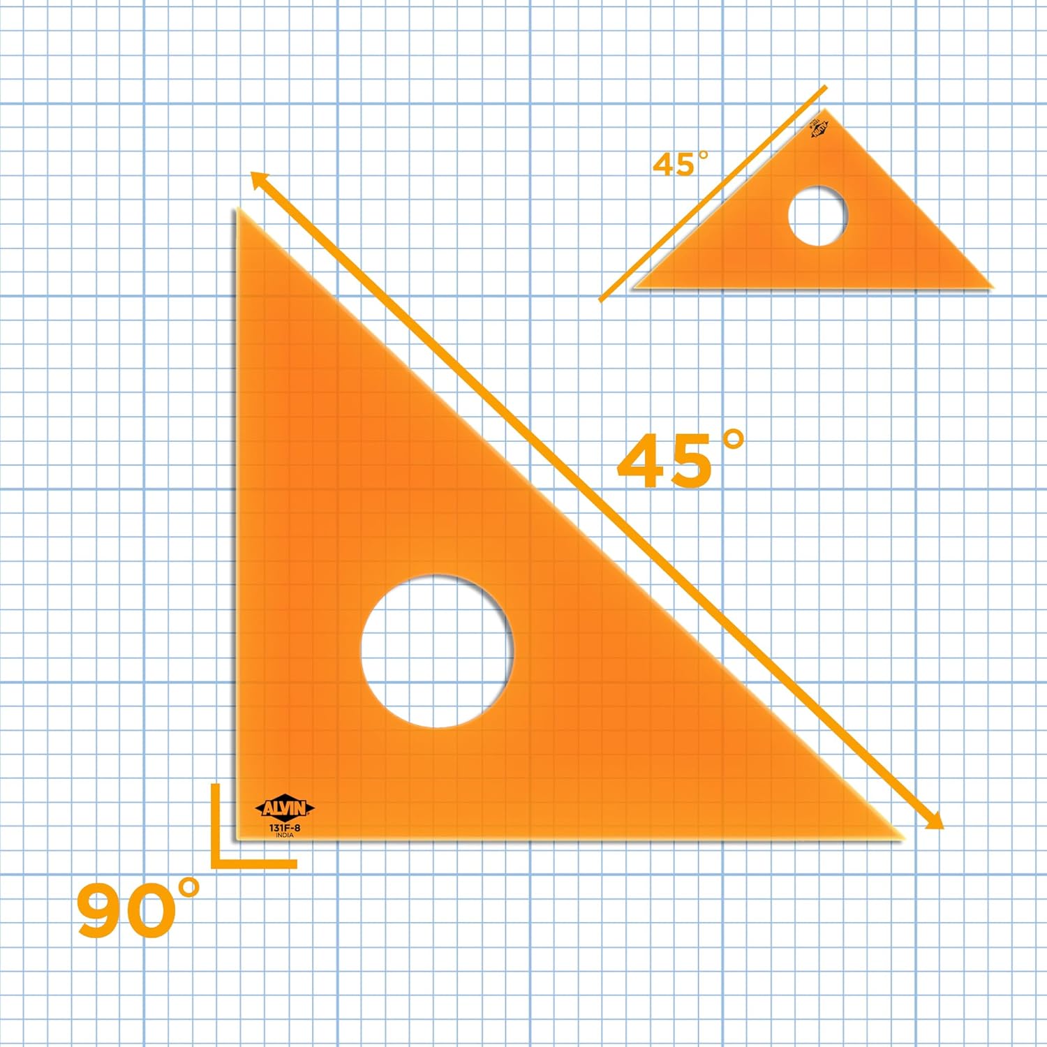 ALVIN 130F4 Fluorescent Professional Acrylic Triangle 3060 Degree Multipurpose Tool for Drafting Design and Architecture Great for Machining and Woodworking  4 Inch14