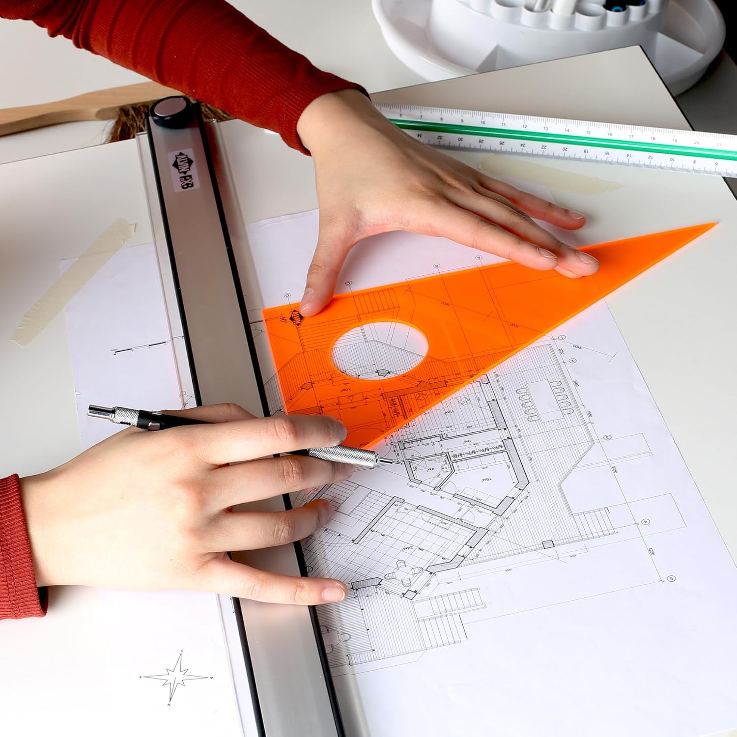 ALVIN 130F4 Fluorescent Professional Acrylic Triangle 3060 Degree Multipurpose Tool for Drafting Design and Architecture Great for Machining and Woodworking  4 Inch14