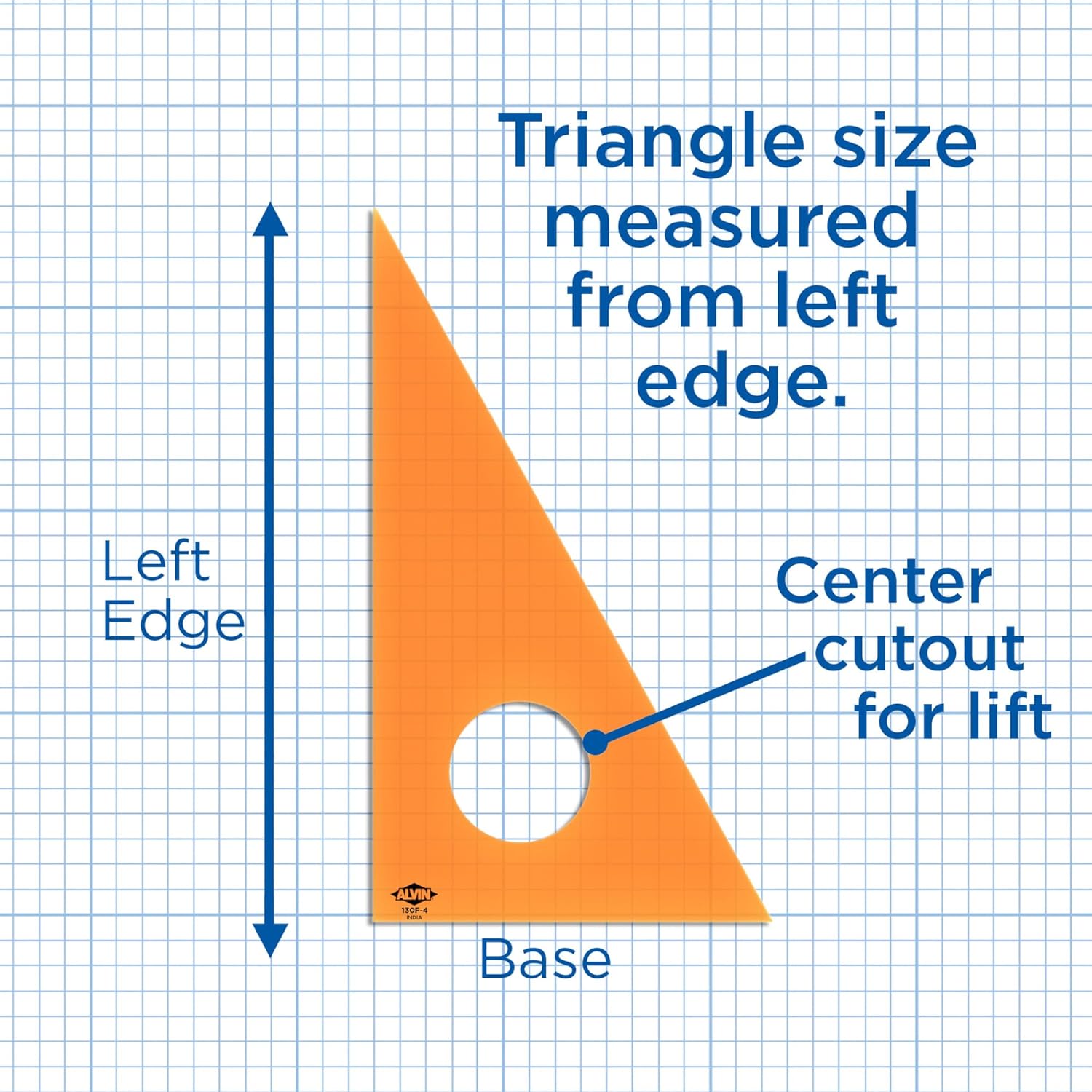ALVIN 130F4 Fluorescent Professional Acrylic Triangle 3060 Degree Multipurpose Tool for Drafting Design and Architecture Great for Machining and Woodworking  4 Inch8