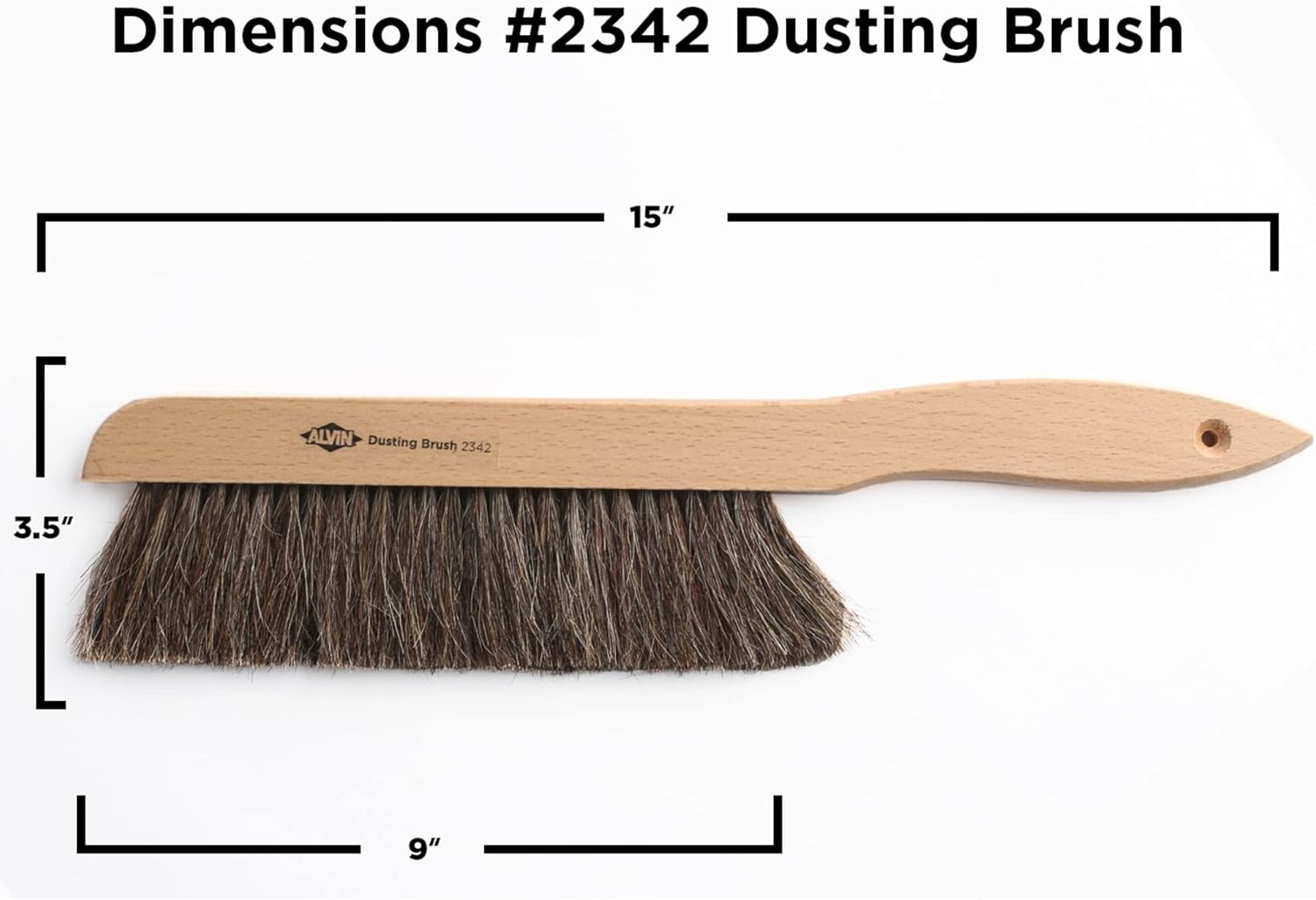 ALVIN 2342 Comfort Curve Dusting Brush 100 Horsehair and Wood Handle Art Drafting and Architecture Cleaning Tool Great for Students Hobbyists and Professionals  15 Inch15 12