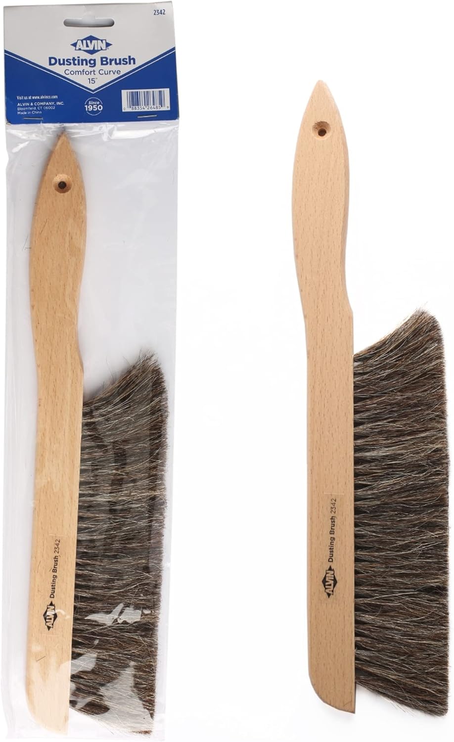 ALVIN 2342 Comfort Curve Dusting Brush 100 Horsehair and Wood Handle Art Drafting and Architecture Cleaning Tool Great for Students Hobbyists and Professionals  15 Inch15 12