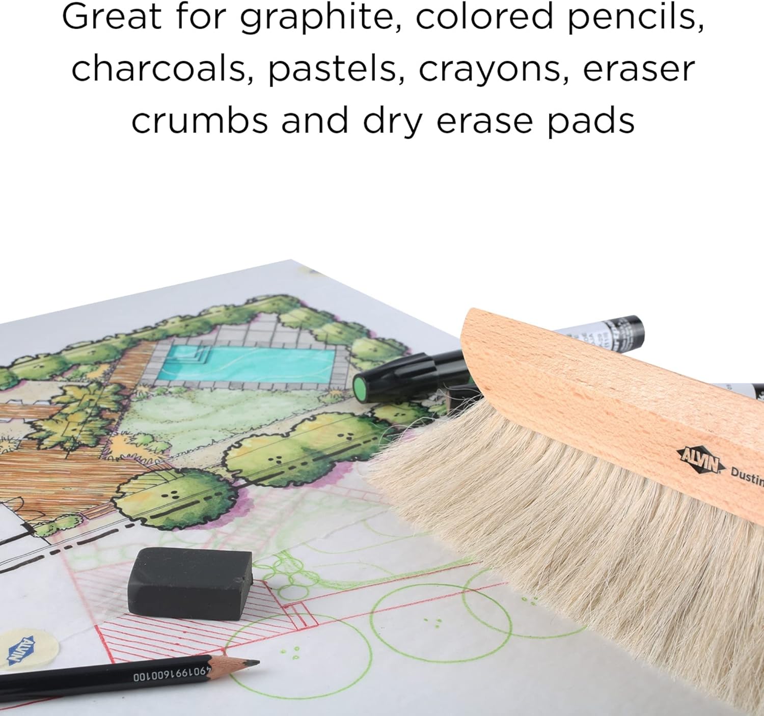 ALVIN 2342 Comfort Curve Dusting Brush 100 Horsehair and Wood Handle Art Drafting and Architecture Cleaning Tool Great for Students Hobbyists and Professionals  15 Inch145