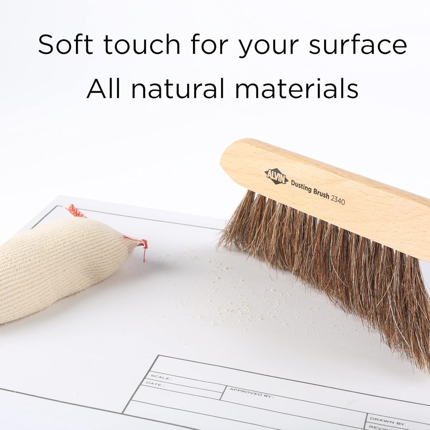 ALVIN 2342 Comfort Curve Dusting Brush 100 Horsehair and Wood Handle Art Drafting and Architecture Cleaning Tool Great for Students Hobbyists and Professionals  15 Inch10 