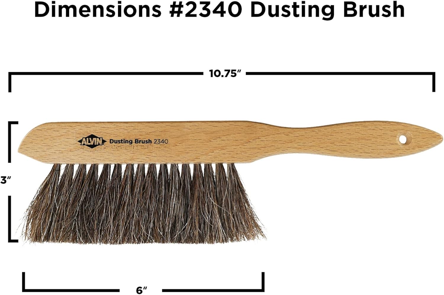 ALVIN 2342 Comfort Curve Dusting Brush 100 Horsehair and Wood Handle Art Drafting and Architecture Cleaning Tool Great for Students Hobbyists and Professionals  15 Inch10 