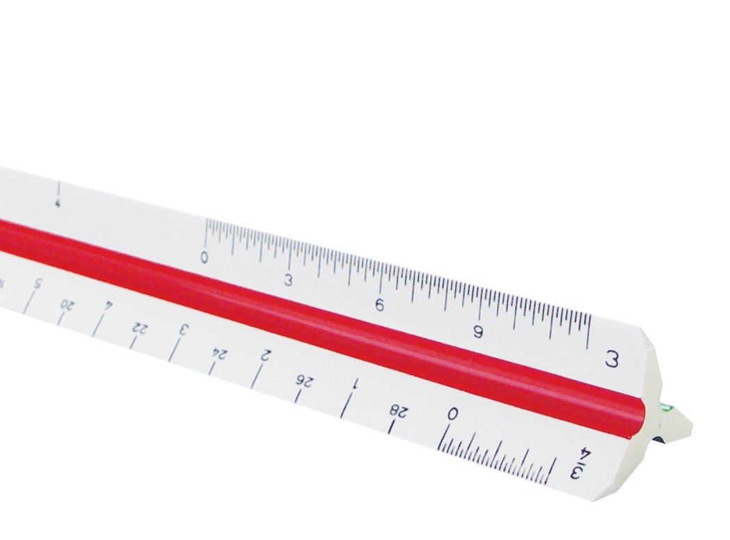 ALVIN Architect Triangular Scale Multipurpose Drafting Ruler for Drawing Planning and Design High Impact Plastic  12 Inch White240P