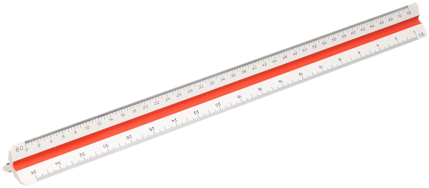 ALVIN Architect Triangular Scale Multipurpose Drafting Ruler for Drawing Planning and Design High Impact Plastic  12 Inch White241P