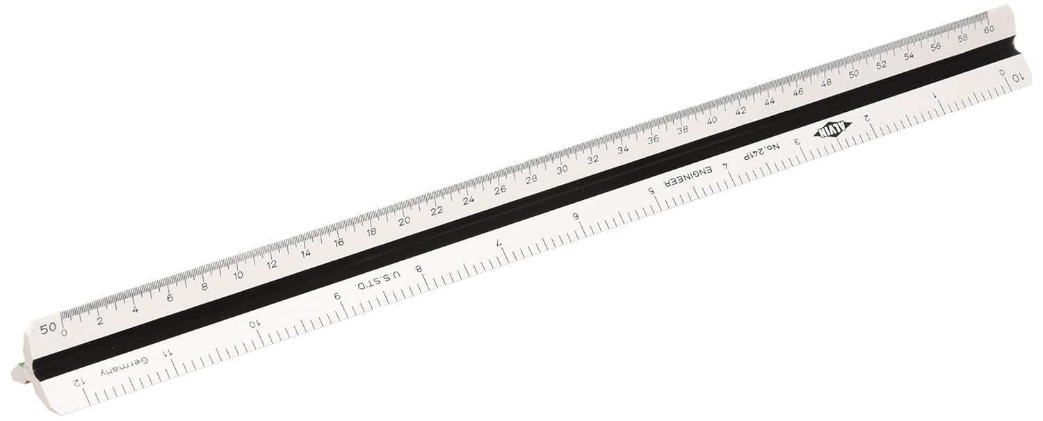 ALVIN Architect Triangular Scale Multipurpose Drafting Ruler for Drawing Planning and Design High Impact Plastic  12 Inch White241P