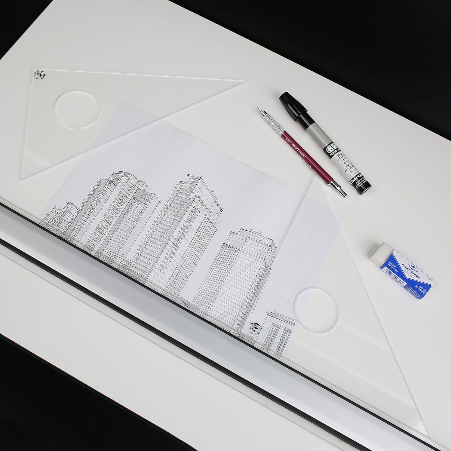 ALVIN Clear Professional Acrylic Drafting Triangle 3060 Degrees 14quot Model 130C14 Multipurpose Tool for Drafting Design and Architecture Great for Machining and Woodworking  14 inches18