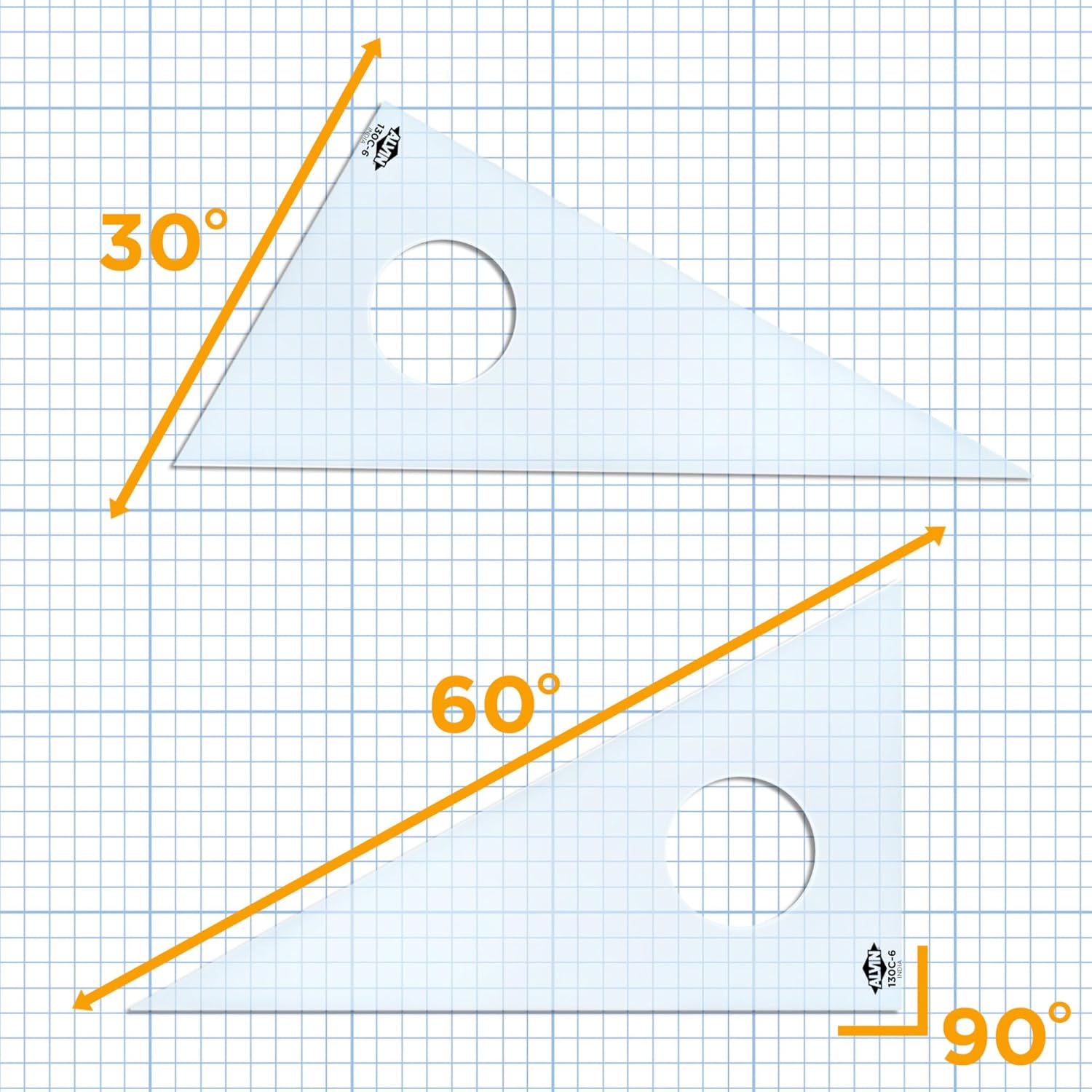 ALVIN Clear Professional Acrylic Drafting Triangle 3060 Degrees 14quot Model 130C14 Multipurpose Tool for Drafting Design and Architecture Great for Machining and Woodworking  14 inches8