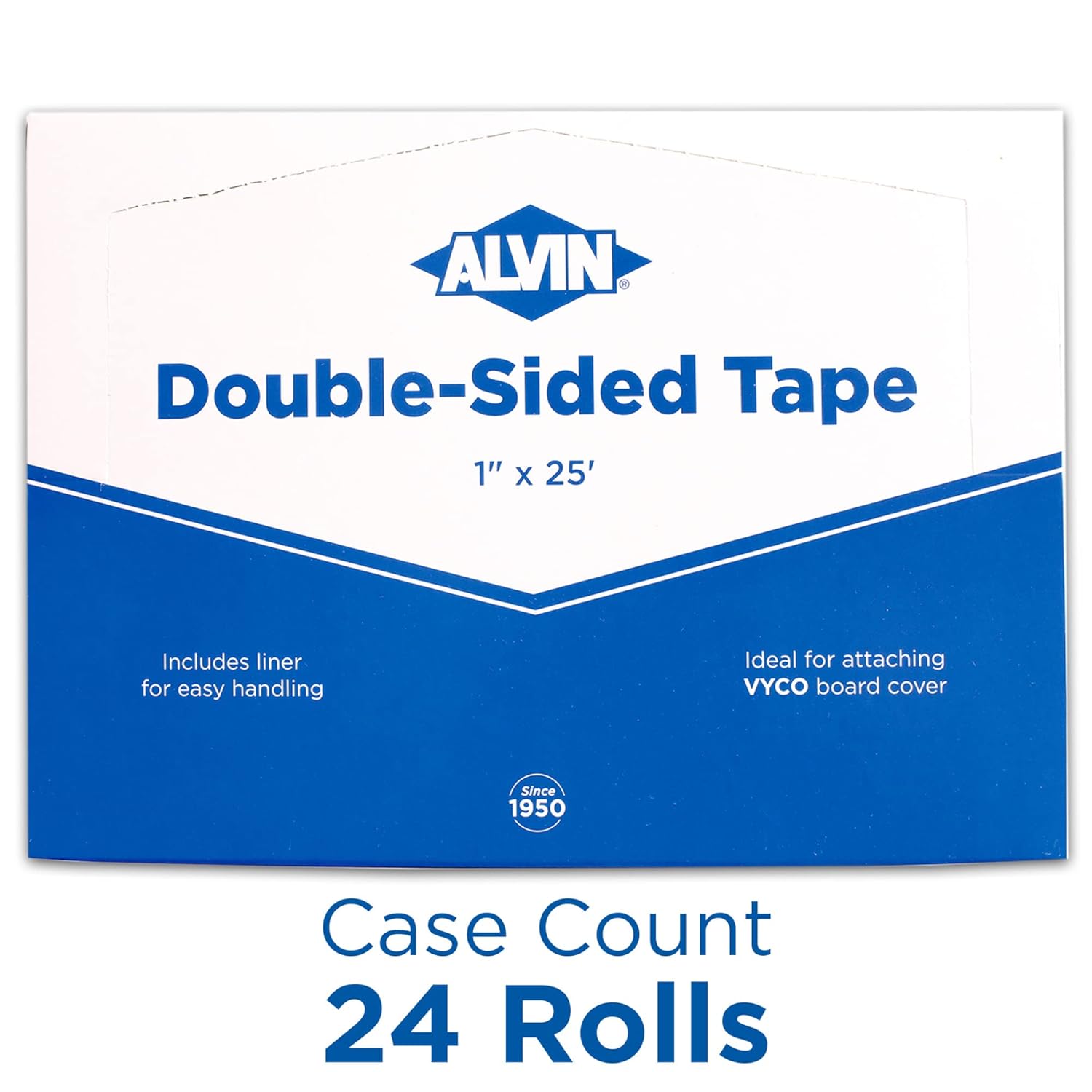 ALVIN Double Sided Tape Display Pack of 24 1quot x25 Feet Model 2400CD Multipurpose Tape for Arts and Crafts Great for Woodworking and Home Improvement  25 Feet24pc Set