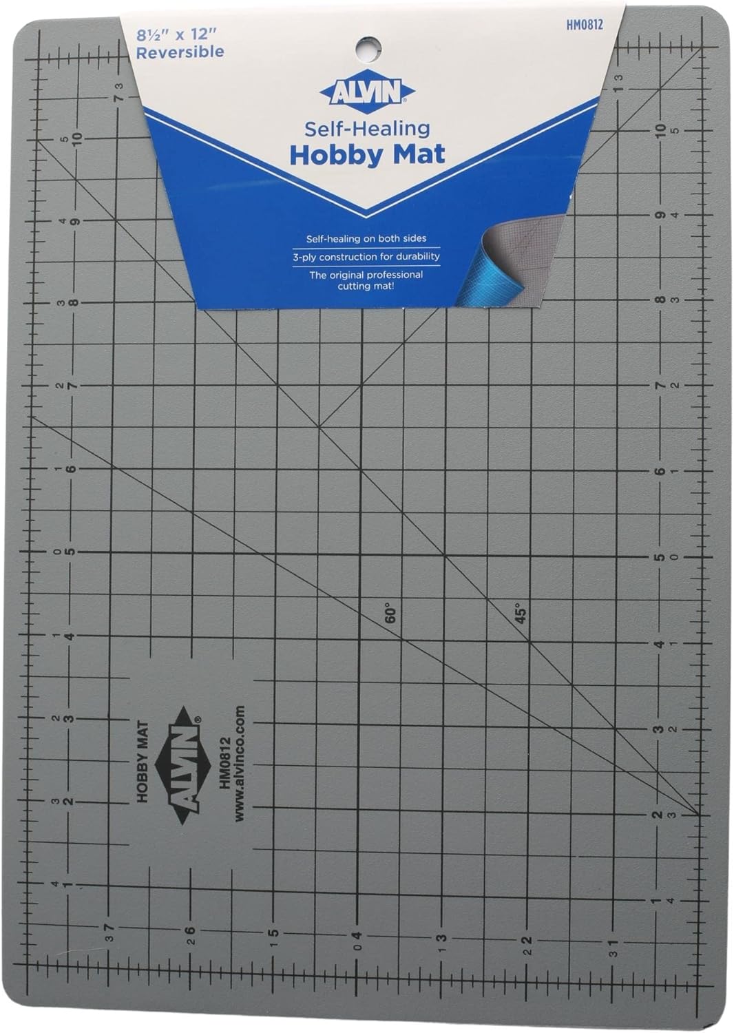 ALVIN HM SelfHealing Cutting Mat for Hobbies 12 x 18 inch  DoubleSided BlueGrey  3Layer Gridded Surface for Arts Crafts and Sewing  Model HM121812L x 85W