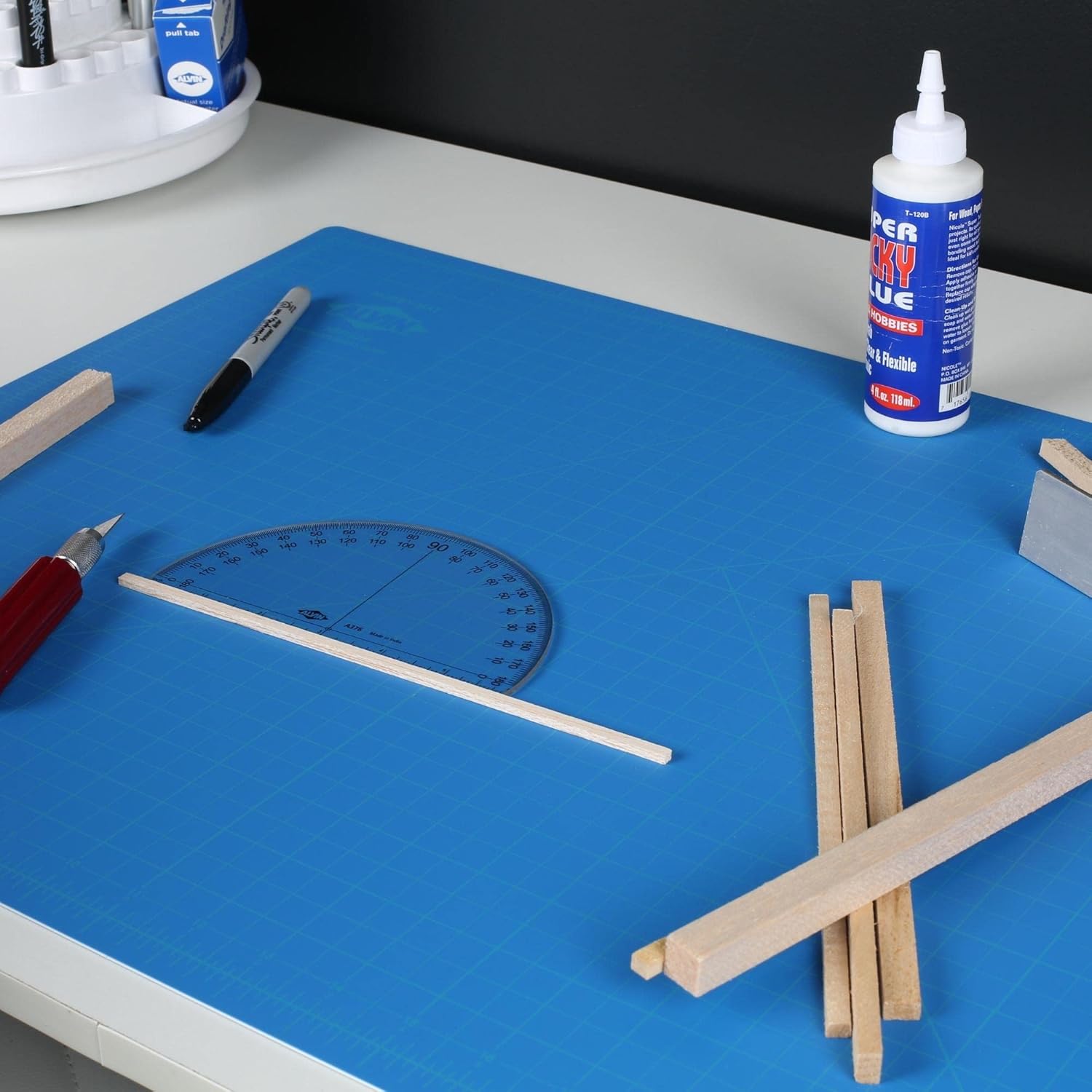 ALVIN HM SelfHealing Cutting Mat for Hobbies 12 x 18 inch  DoubleSided BlueGrey  3Layer Gridded Surface for Arts Crafts and Sewing  Model HM121818L x 18W