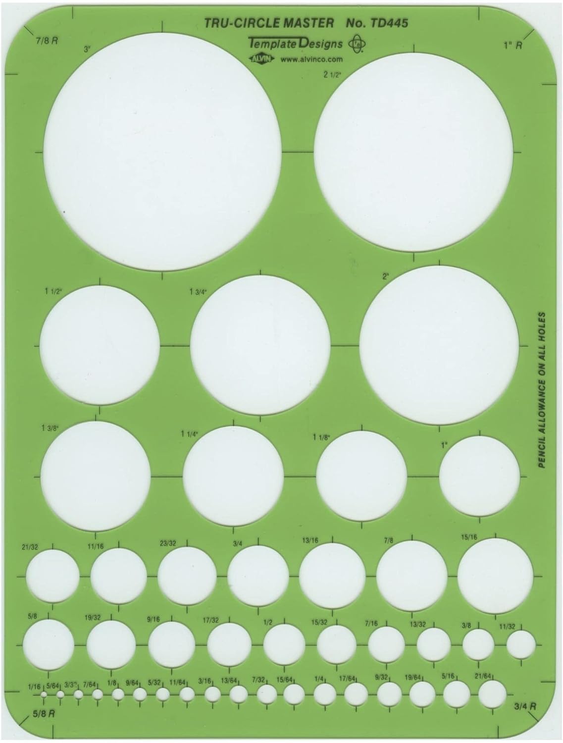 ALVIN TD1201 Large Circles Guide Template Drawing and Drafting Tool for Artists Architects Design and Drafting 15quot to 35quot ScaleCircle Master Template