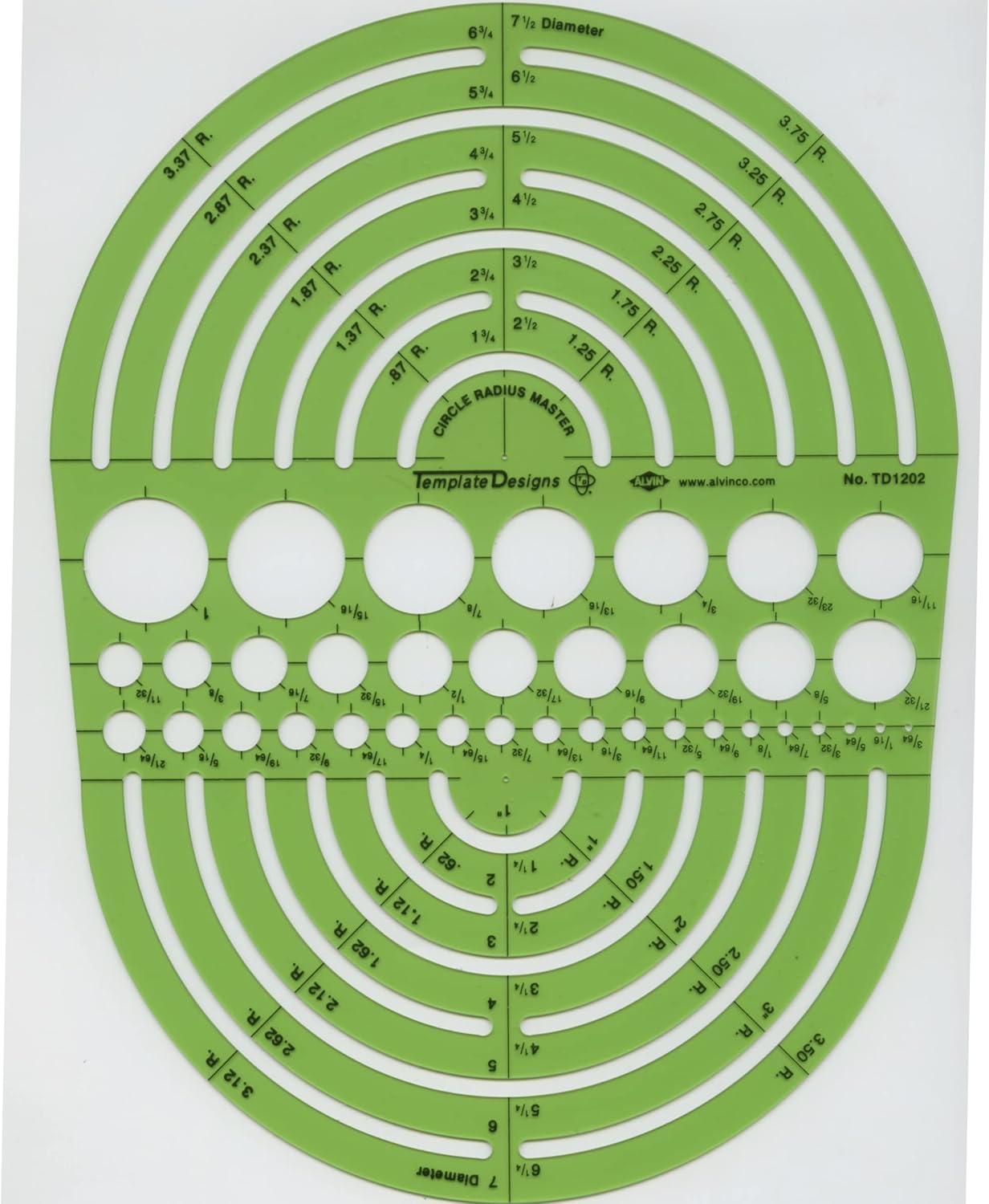 ALVIN TD1201 Large Circles Guide Template Drawing and Drafting Tool for Artists Architects Design and Drafting 15quot to 35quot ScaleCircle Radius Master Template