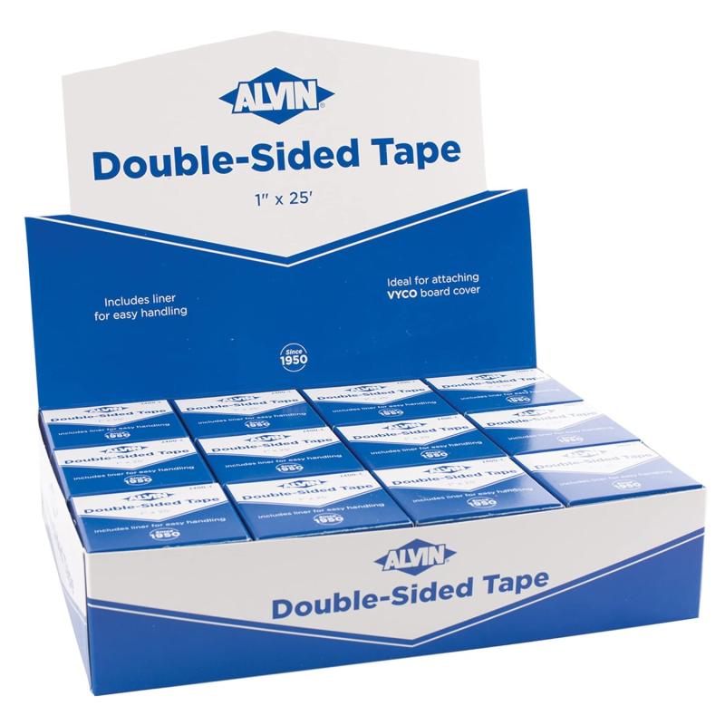 ALVIN Double Sided Tape Display Pack of 24 1quot x25 Feet Model 2400CD Multipurpose Tape for Arts and Crafts Great for Woodworking and Home Improvement  25 Feet24pc Set