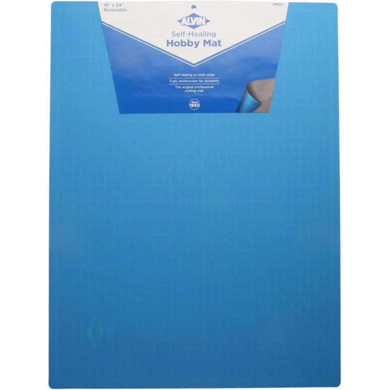 ALVIN HM SelfHealing Cutting Mat for Hobbies 12 x 18 inch  DoubleSided BlueGrey  3Layer Gridded Surface for Arts Crafts and Sewing  Model HM121818L x 18W