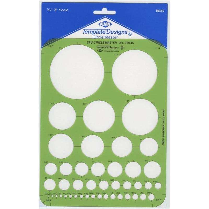 ALVIN TD1201 Large Circles Guide Template Drawing and Drafting Tool for Artists Architects Design and Drafting 15quot to 35quot ScaleCircle Master Template