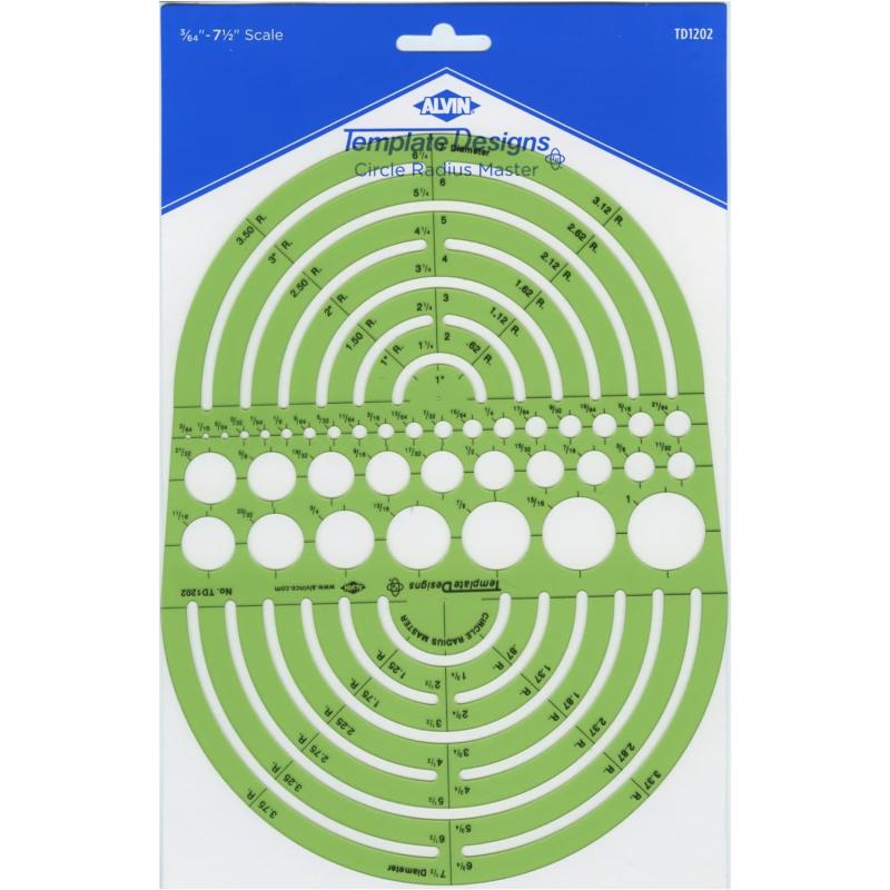 ALVIN TD1201 Large Circles Guide Template Drawing and Drafting Tool for Artists Architects Design and Drafting 15quot to 35quot ScaleCircle Radius Master Template