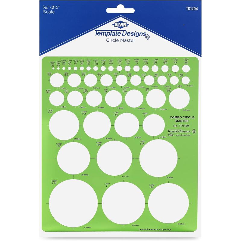 ALVIN TD1201 Large Circles Guide Template Drawing and Drafting Tool for Artists Architects Design and Drafting 15quot to 35quot ScaleCombo Circle Master Template