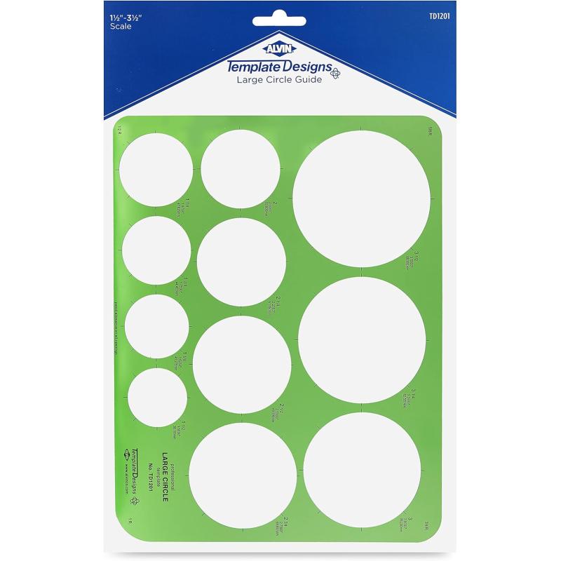 ALVIN TD1201 Large Circles Guide Template Drawing and Drafting Tool for Artists Architects Design and Drafting 15quot to 35quot ScaleLarge Circle Template