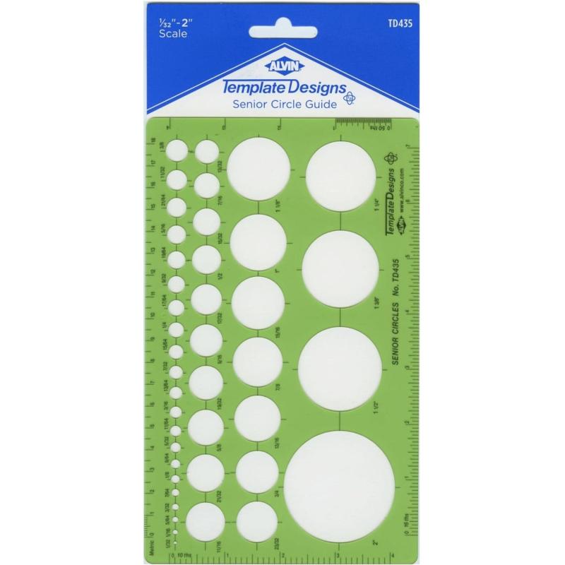 ALVIN TD1201 Large Circles Guide Template Drawing and Drafting Tool for Artists Architects Design and Drafting 15quot to 35quot ScaleSenior Circle Guide