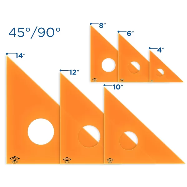 ALVIN 130F4 Fluorescent Professional Acrylic Triangle 3060 Degree Multipurpose Tool for Drafting Design and Architecture Great for Machining and Woodworking  4 Inch14