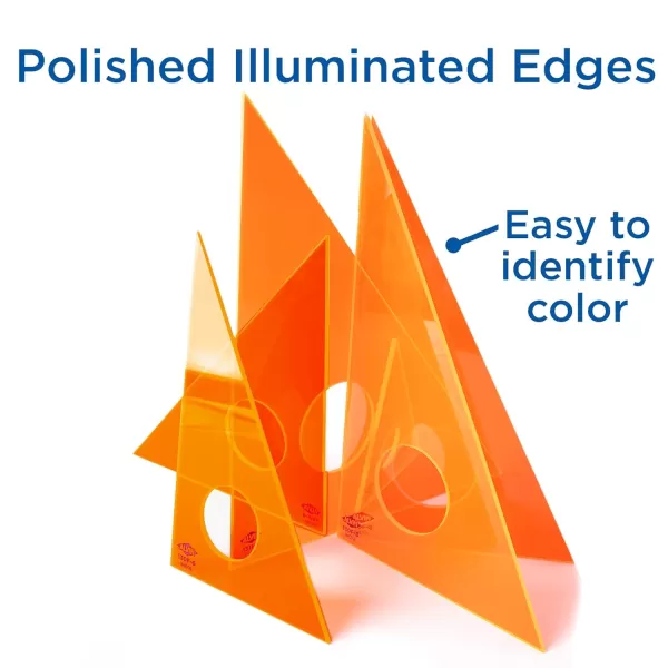 ALVIN 130F4 Fluorescent Professional Acrylic Triangle 3060 Degree Multipurpose Tool for Drafting Design and Architecture Great for Machining and Woodworking  4 Inch14