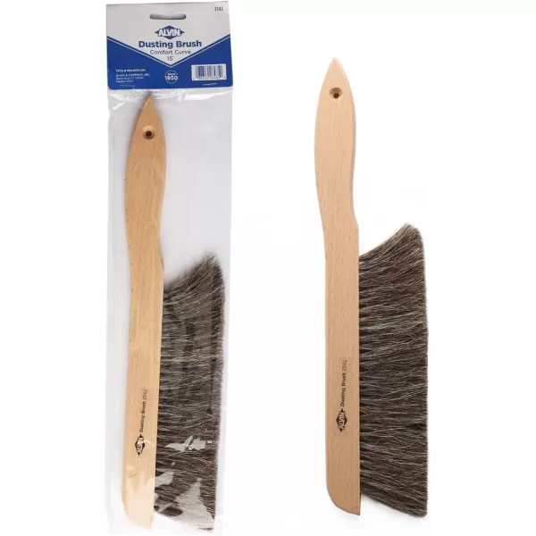 ALVIN 2342 Comfort Curve Dusting Brush 100 Horsehair and Wood Handle Art Drafting and Architecture Cleaning Tool Great for Students Hobbyists and Professionals  15 Inch15 12