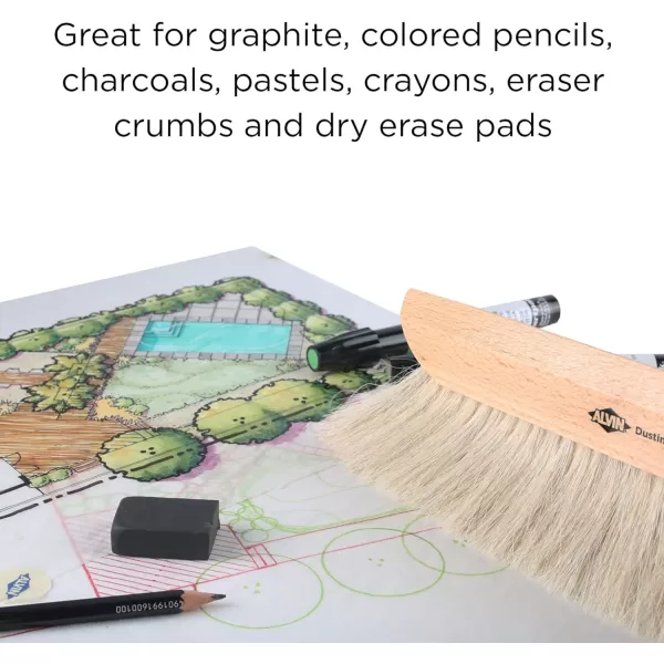 ALVIN 2342 Comfort Curve Dusting Brush 100 Horsehair and Wood Handle Art Drafting and Architecture Cleaning Tool Great for Students Hobbyists and Professionals  15 Inch145
