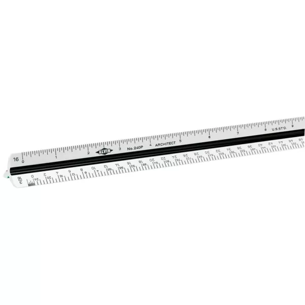 ALVIN Architect Triangular Scale Multipurpose Drafting Ruler for Drawing Planning and Design High Impact Plastic  12 Inch White240P