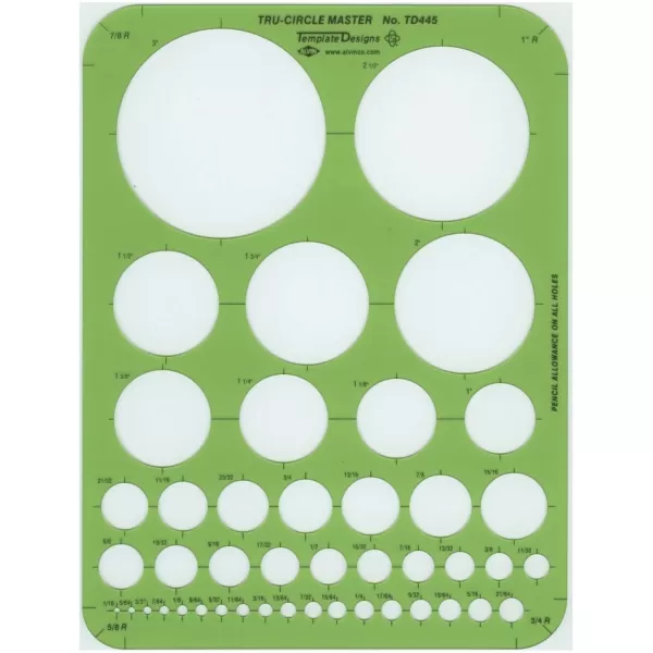 ALVIN TD1201 Large Circles Guide Template Drawing and Drafting Tool for Artists Architects Design and Drafting 15quot to 35quot ScaleCircle Master Template