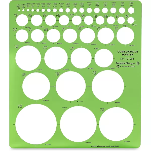 ALVIN TD1201 Large Circles Guide Template Drawing and Drafting Tool for Artists Architects Design and Drafting 15quot to 35quot ScaleCombo Circle Master Template