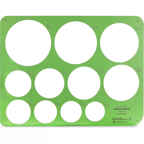 ALVIN TD1201 Large Circles Guide Template Drawing and Drafting Tool for Artists Architects Design and Drafting 15quot to 35quot ScaleLarge Circle Template