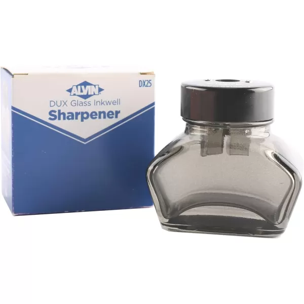 Alvin Charcoal Black Inkwell Pencil Sharpener Model DX25 DUX Glass Inkwell Sharpener for Artists Architects Writers and Drafters Pencil Sharpener with Inkwell Styled Shavings Catch