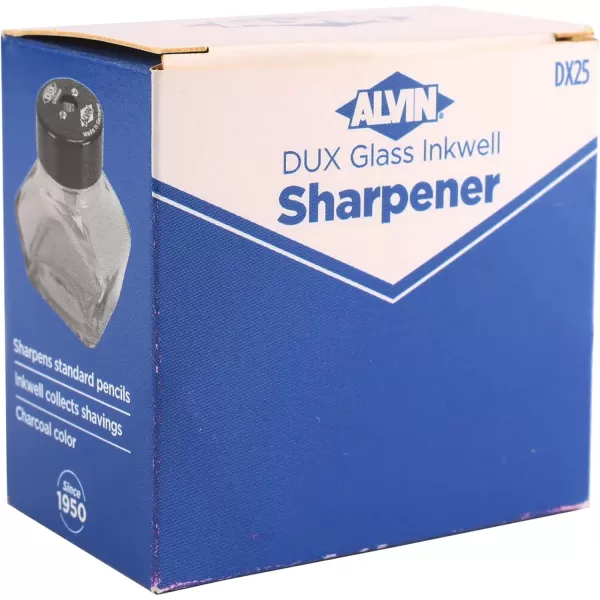 Alvin Charcoal Black Inkwell Pencil Sharpener Model DX25 DUX Glass Inkwell Sharpener for Artists Architects Writers and Drafters Pencil Sharpener with Inkwell Styled Shavings Catch