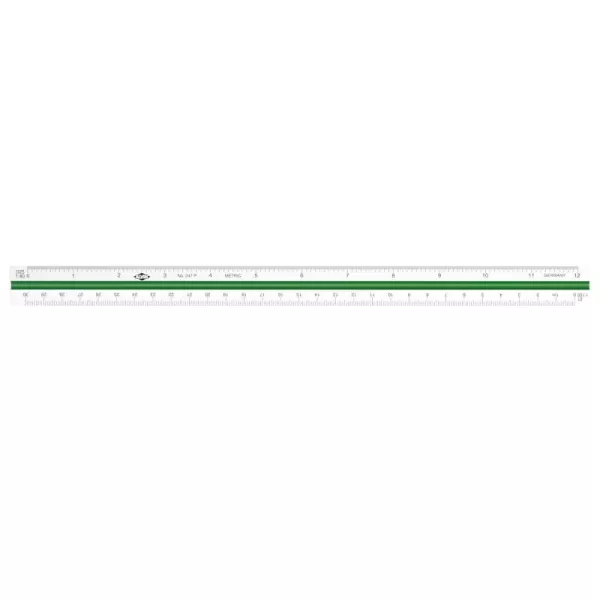 ALVIN Architect Triangular Scale Multipurpose Drafting Ruler for Drawing Planning and Design High Impact Plastic  12 Inch White247P